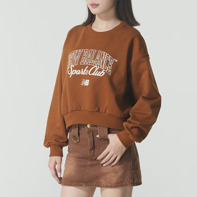 New Balance Sweatshirts Women's Dark Brown Crew Neck Moderate Regular NCF42592-OC