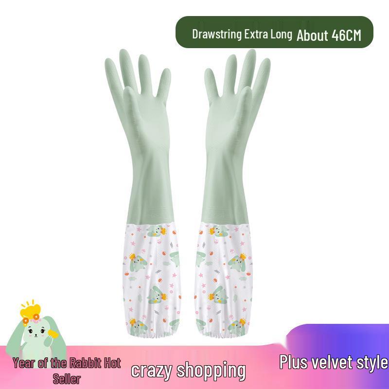 Fleece-Lined Rubber Dishwashing Gloves - Extra Thick, Waterproof, & Warm for Kitchen or Laundry Use