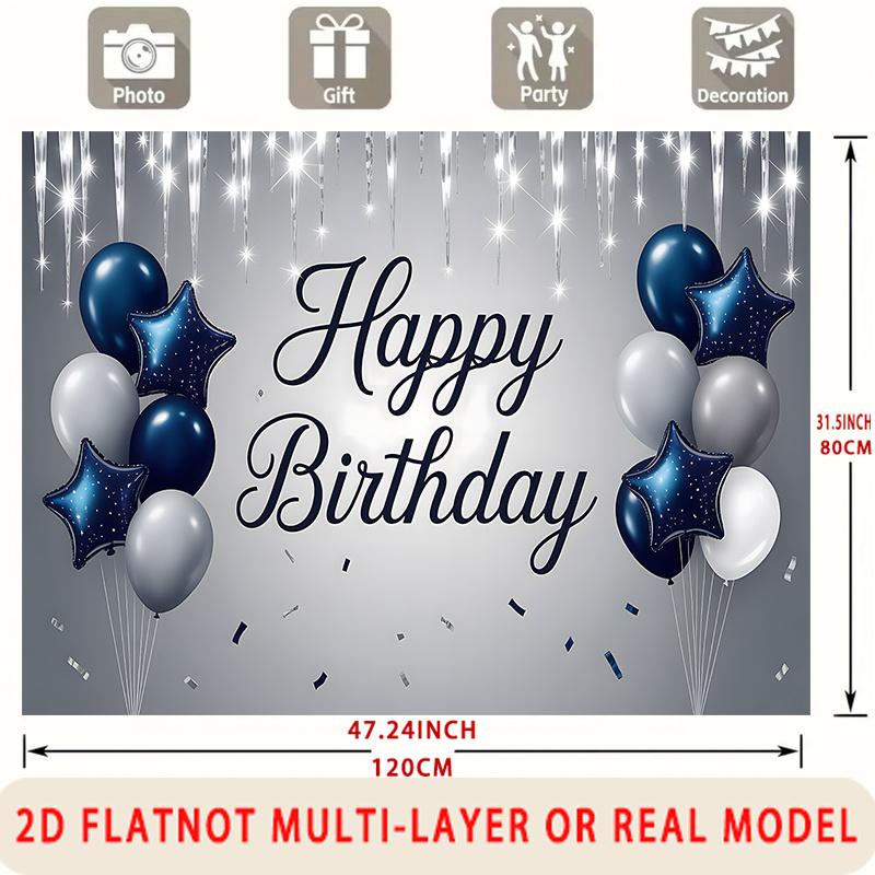 Blue Balloon Party Backdrop 1pc - Photo Booth Props