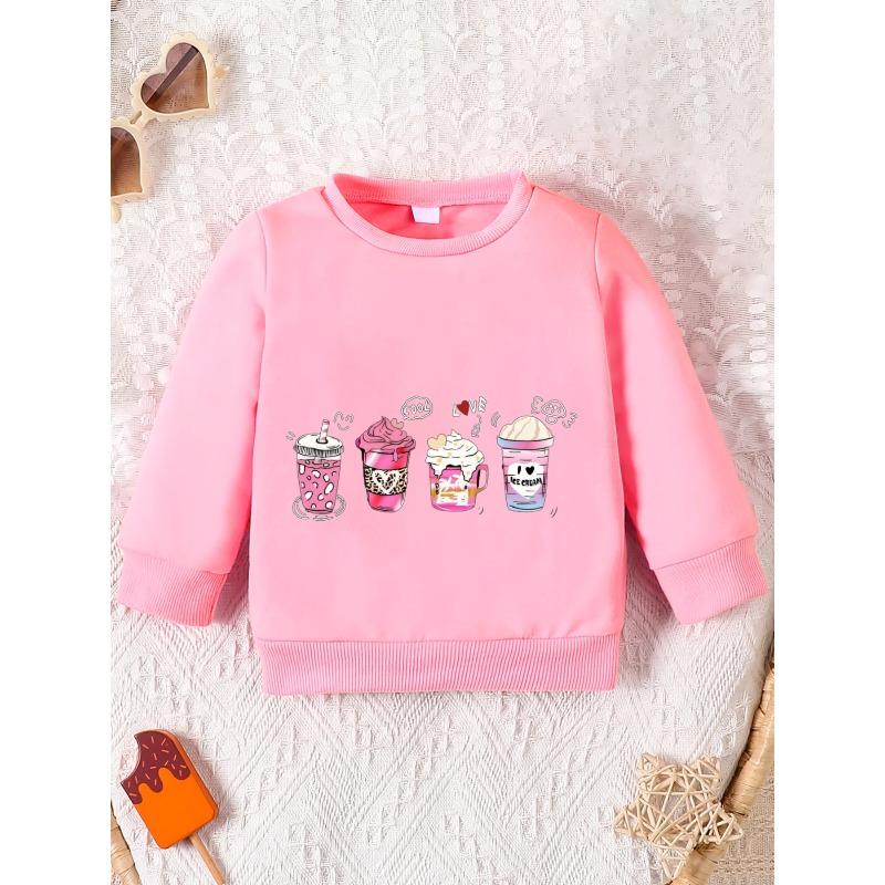 Kids Crewneck Sweatshirt,Four Cartoon Ice Creams Graphic Print,Skin-Friendly Soft Pullover
