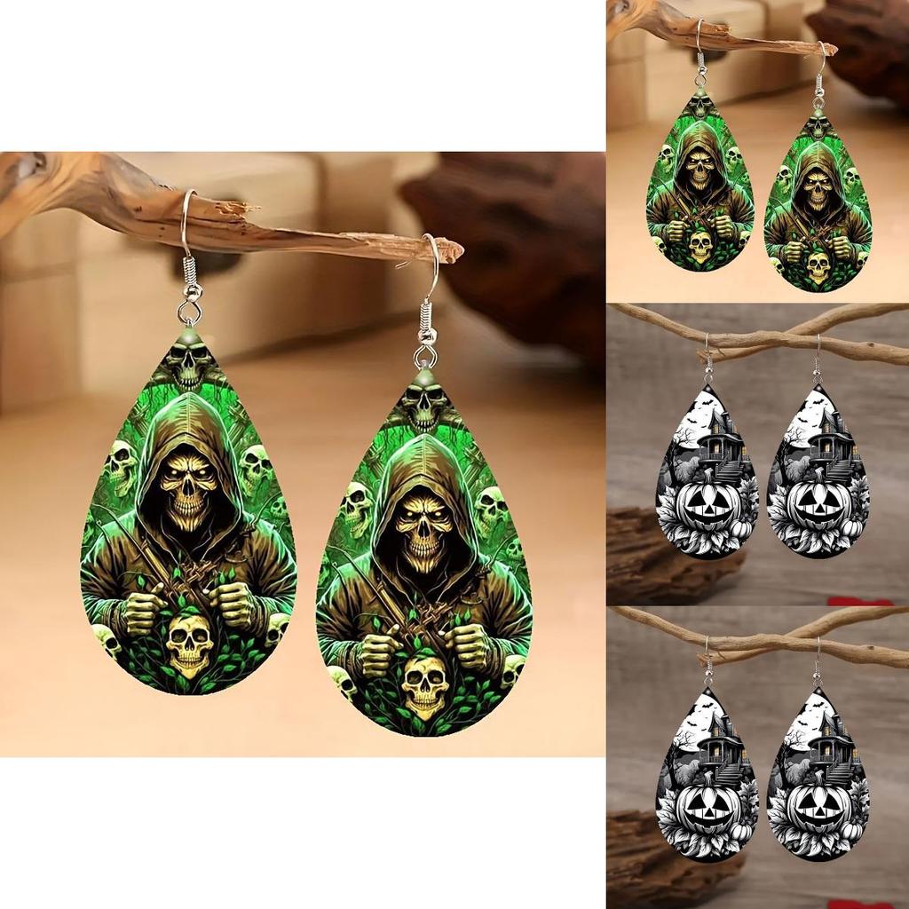 Halloween Themed Horror Skull Pumpkin Pattern Women Earrings For Men And Women Festival Accessory