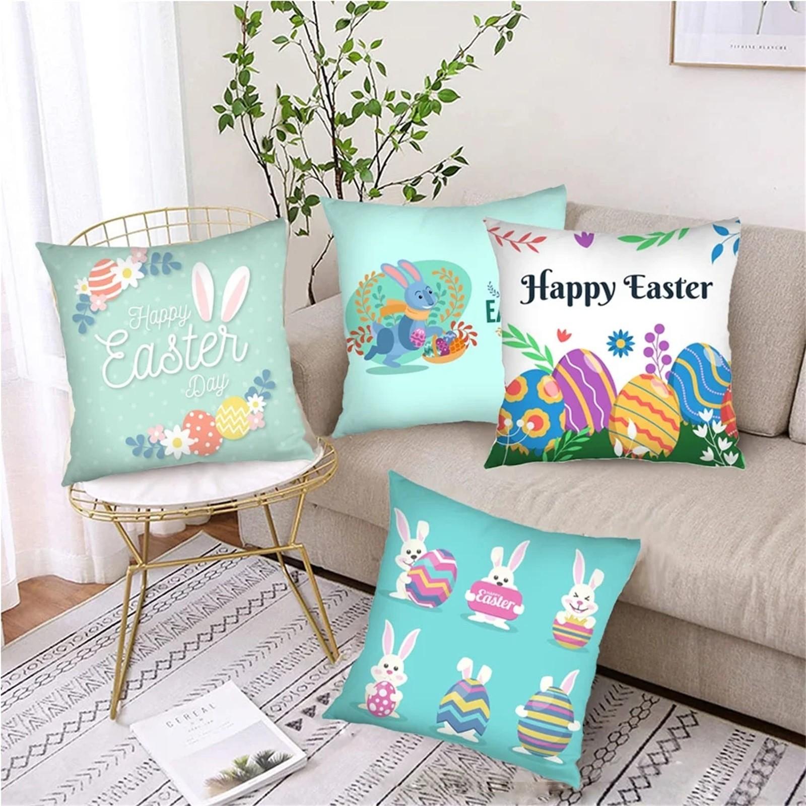 

Pcs Easter Pillow Covers 18 X 18 Inches - Easter Series Cushion Cover Case Pillow Zippered Square Pillowcase One Size