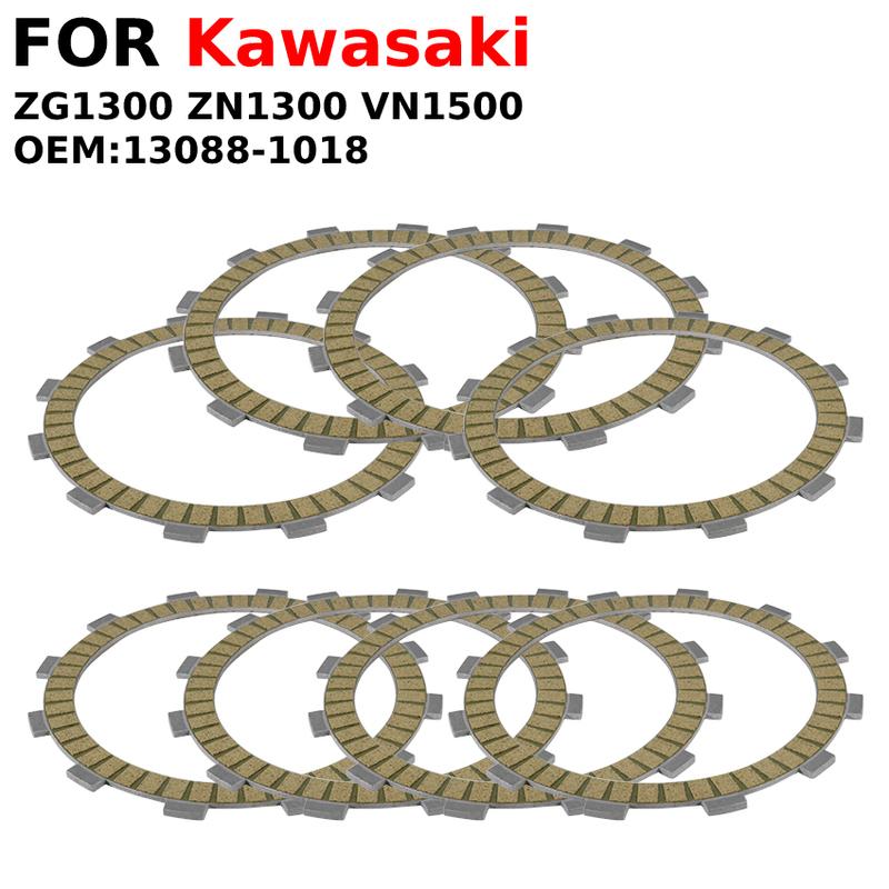 

8 Pieces Clutch Plate Disc Set Friction For Kawasaki VN1500 Vulcan 1500, VN-15 SE,88 SE,1500L ZN1300 ZG1300 OEM:13088-1018