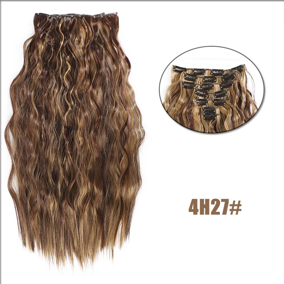 WTB Synthetic Wig 20 Inch 16 Clip Hair Extension Water Ripple Wig Set Of Seven Fluffy Heat-resistant Wig Clip Hair Extension Piece