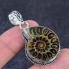 Ammonite Fossil Gemstone Handmade 925 Sterling Silver Jewelry Pendant 1.97" C1j78
