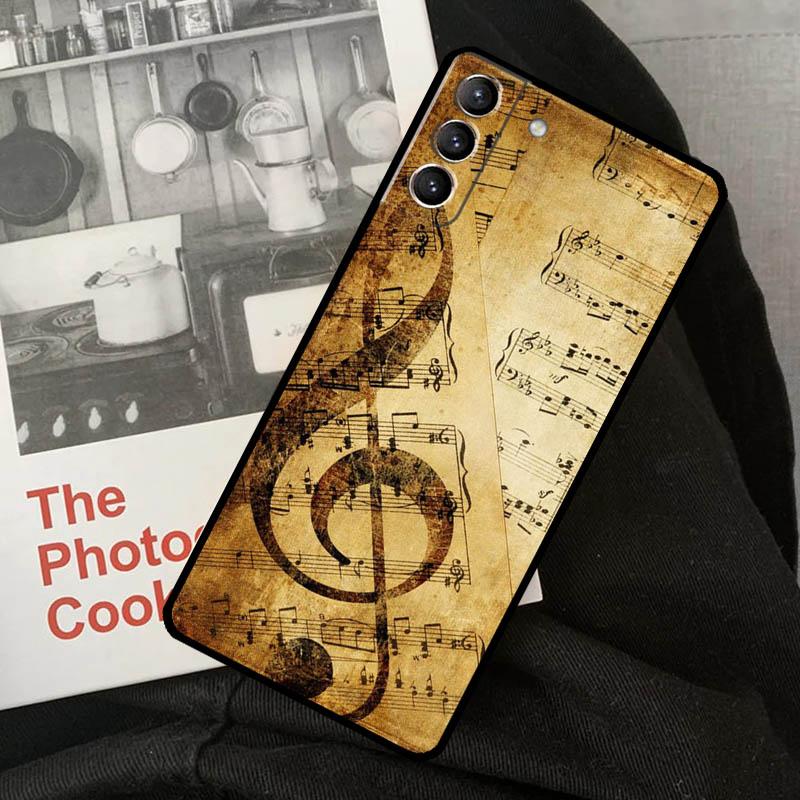 Music Note Symbol Piano Phone Case For Samsung Galaxy S22 S23 S24 Ultra S20 S21 S24 FE S9 S10 Plus Note 10 20 Ultra