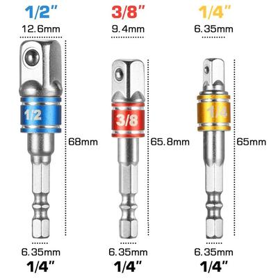 Impact Driver Socket Extension Adapter Extended Converter Power Drill Hex To High Speed Nut Male Square Wrench 1/4 3/8 1/2