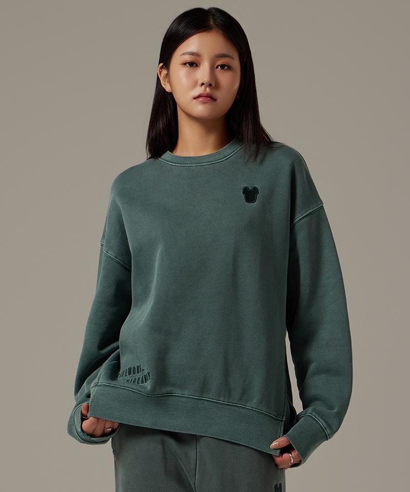 Life Work Женский асимметричный свитшот с пигментной окраской и начесом Green/Free