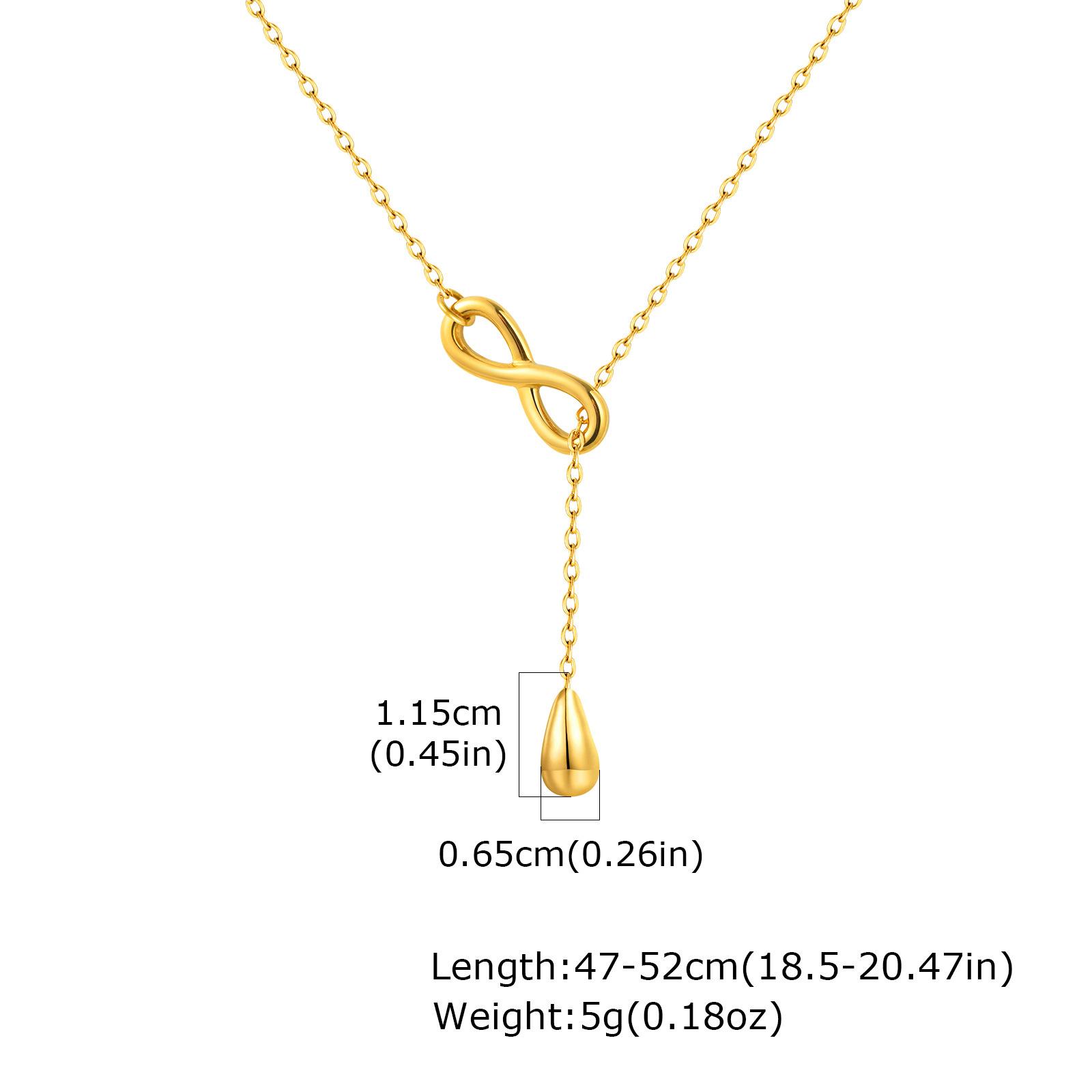 Stainless Steel Infinite Water Drop Y-Shaped Necklace Women S Style Simple And Versatile, Jewelry Nc- золотой