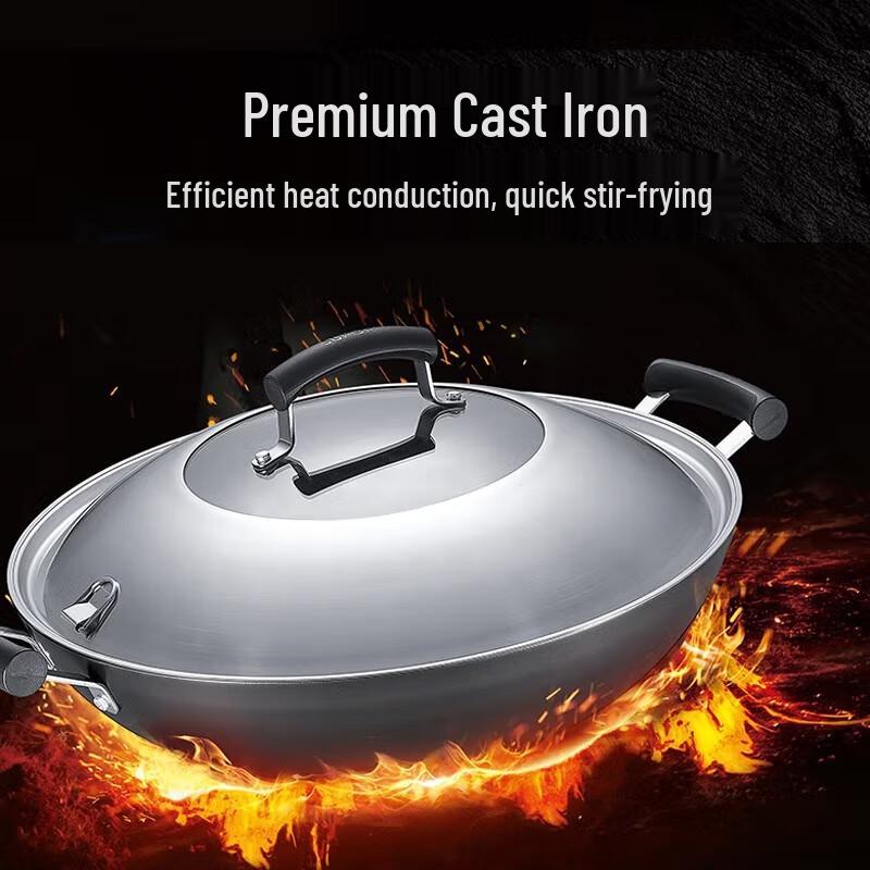 Supor Cast Iron Wok with Double Handles