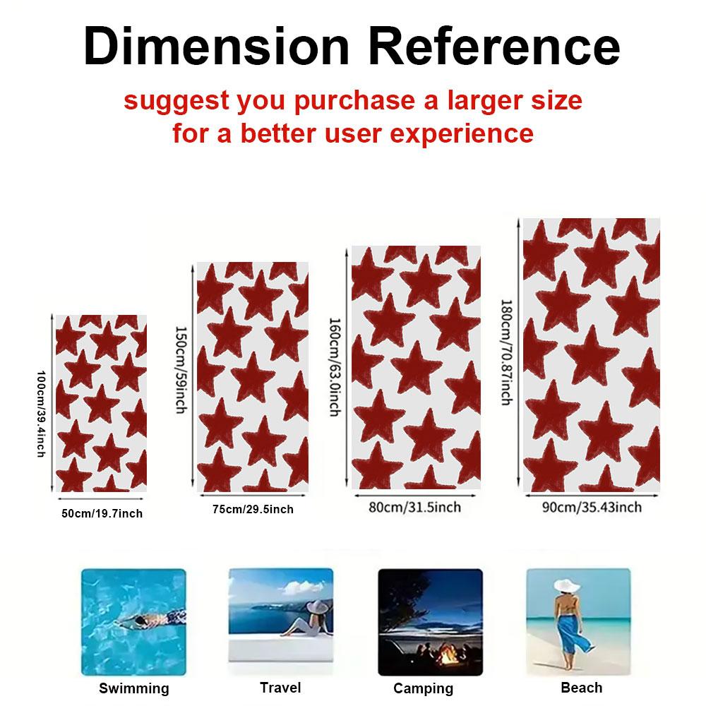 Warm Red Star Pattern Quick Drying Bath Towel Microfiber Beach Towel Light Weight Swimming Camping Yoga Beach Out