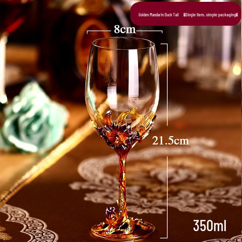 Lead-Free High-Stemmed Red Wine Glass Set - Luxury Style Enamel Decanter Glasses