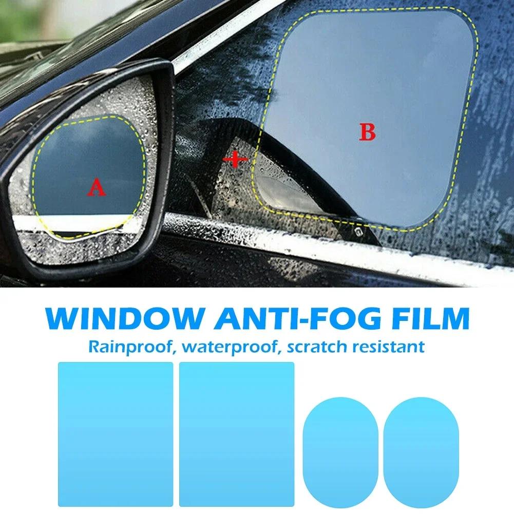 4pcs/Set Car Side Rearview Mirror Waterproof Anti-Fog Film Side Window Glass Film Can Protect Your Vision Driving On Rainy Days