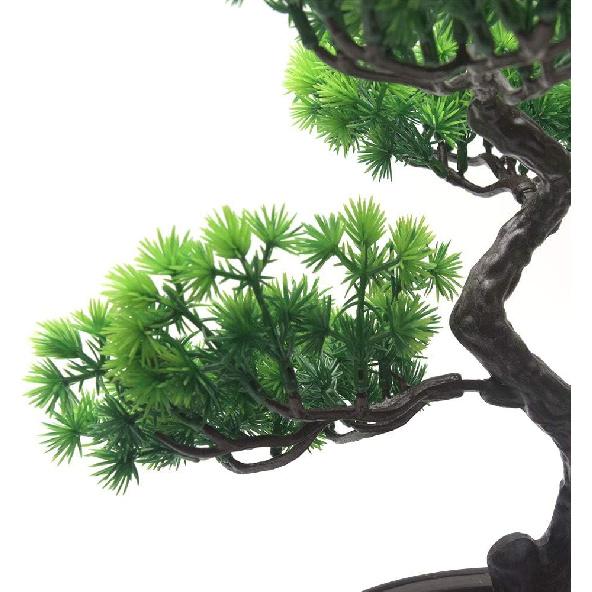 KOET Artificial Bonsai Pine Tree, 11Inch Faux Potted Plant Desk Display Fake Tree Pot Ornaments, Japanese Cedar Bonsai Plant for Home, Office