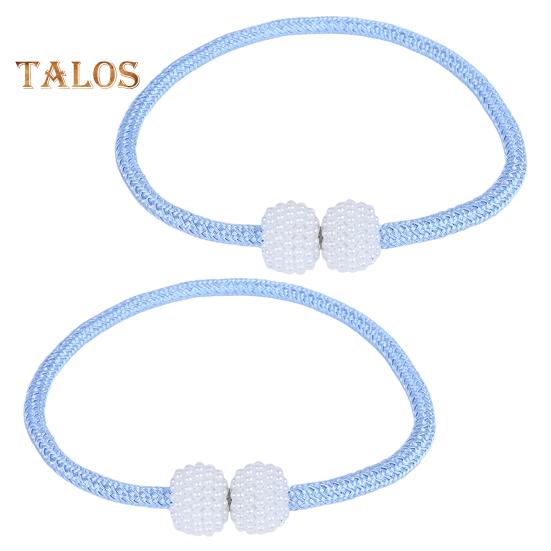 

1 пара магнитных завязок для штор из искусственного жемчуга, сильный магнит, противоскользящий, без ударов, в скандинавском стиле, держатель для занавесок в гостиной, декор для домашнего офиса, подхват для штор синий