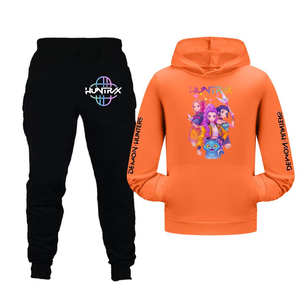 Kids Girls Long Sleeve Hooded Sweatshirt And Pants Set For Toddler And Big Kids 2Pcs Outfits