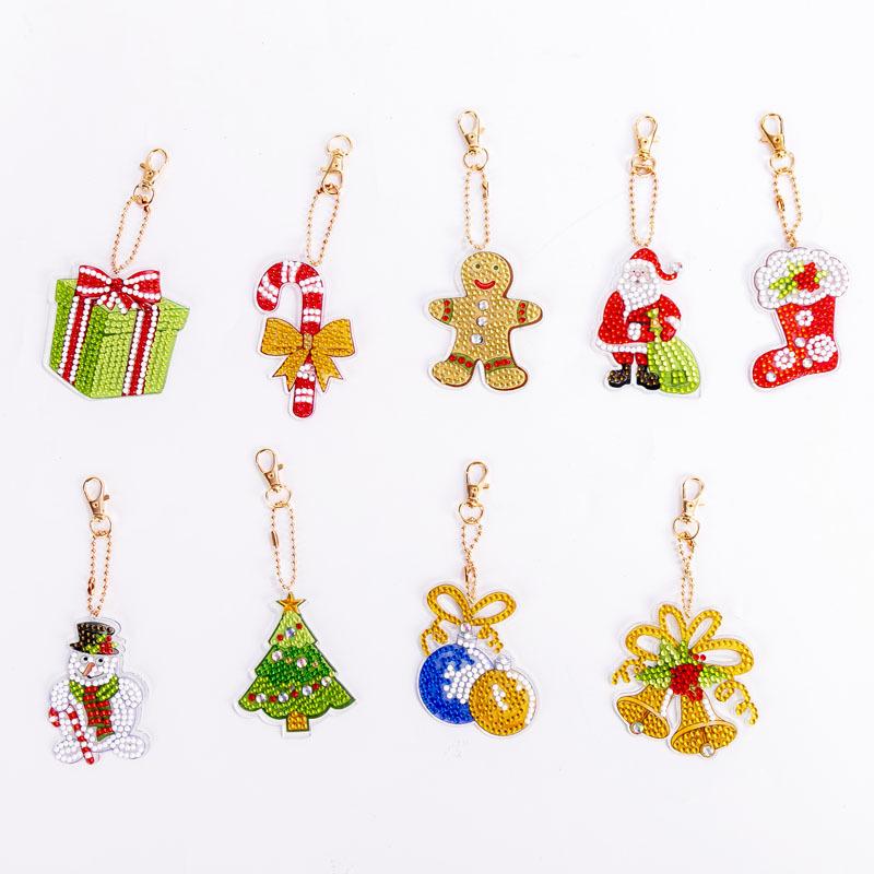 Special-Shaped Brick Diamond Painting Keychain Diy Christmas Series Cartoon Decorative Small Pendant