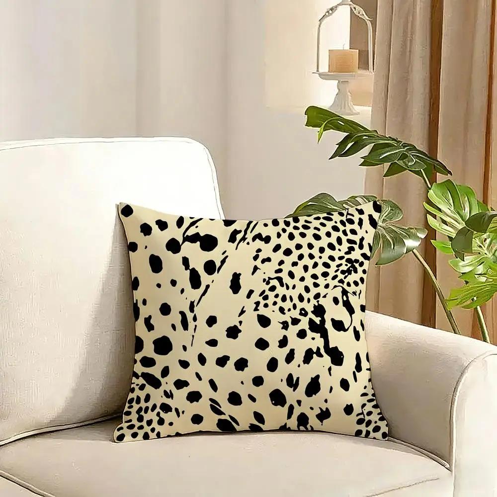 leopard print Cushion Cover Reversible Plush Pillow Cover Soft Fluffy  Home Decor for Sofa Bedroom