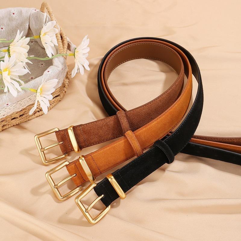 Leder Design Damen Rindergürtel Dornschließe High-End Damen Wildleder Gürtel Marke