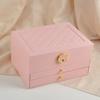 Multifunctional Ranged Leather Jewelry Box Three-layer Jewelry Bracelet Jewelry Box Hardware Lock Ring Earrings Storage Box