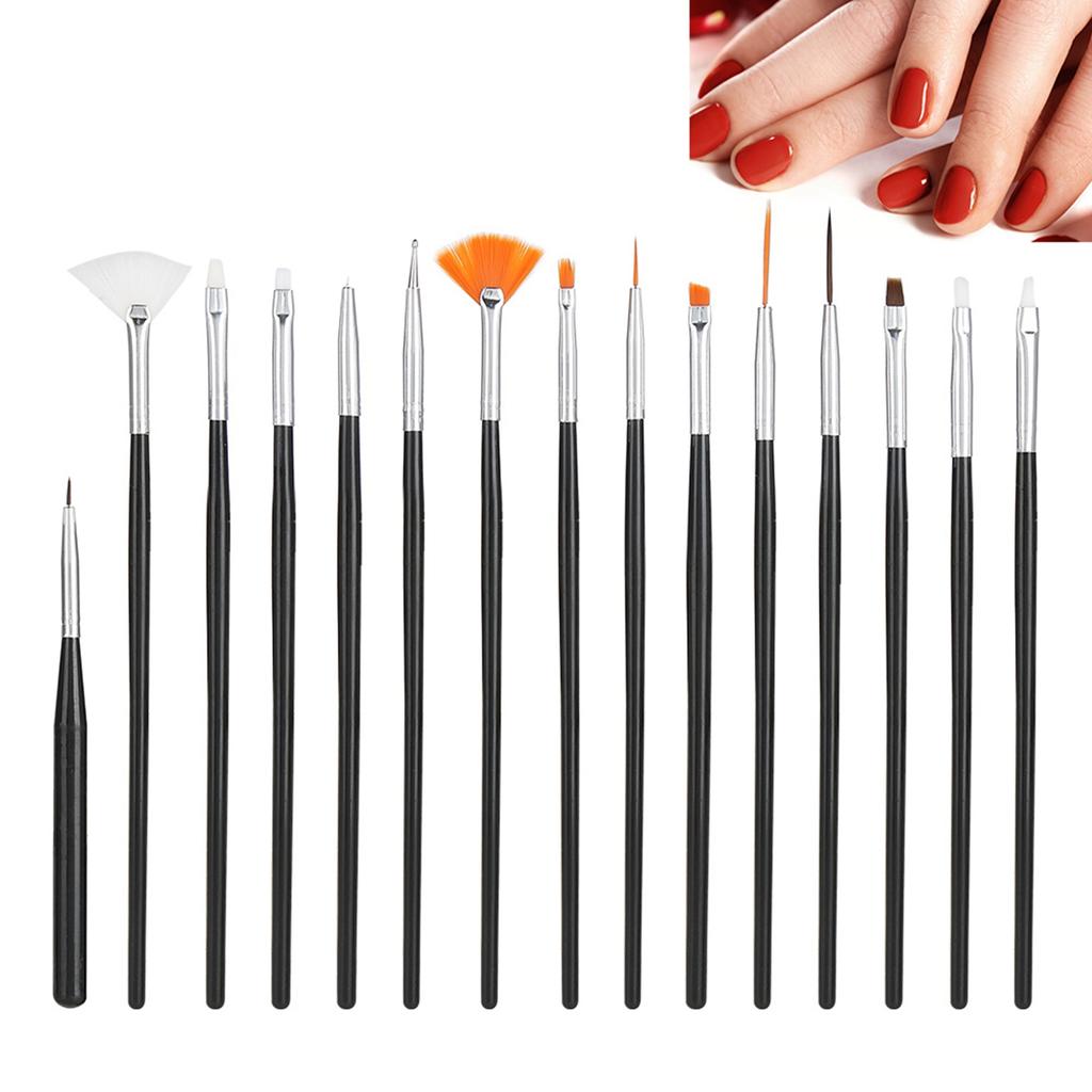 15pcs DIY Nail Art Manicure Pen Tool Kit Dotting Line Drawing Painting Brush Set