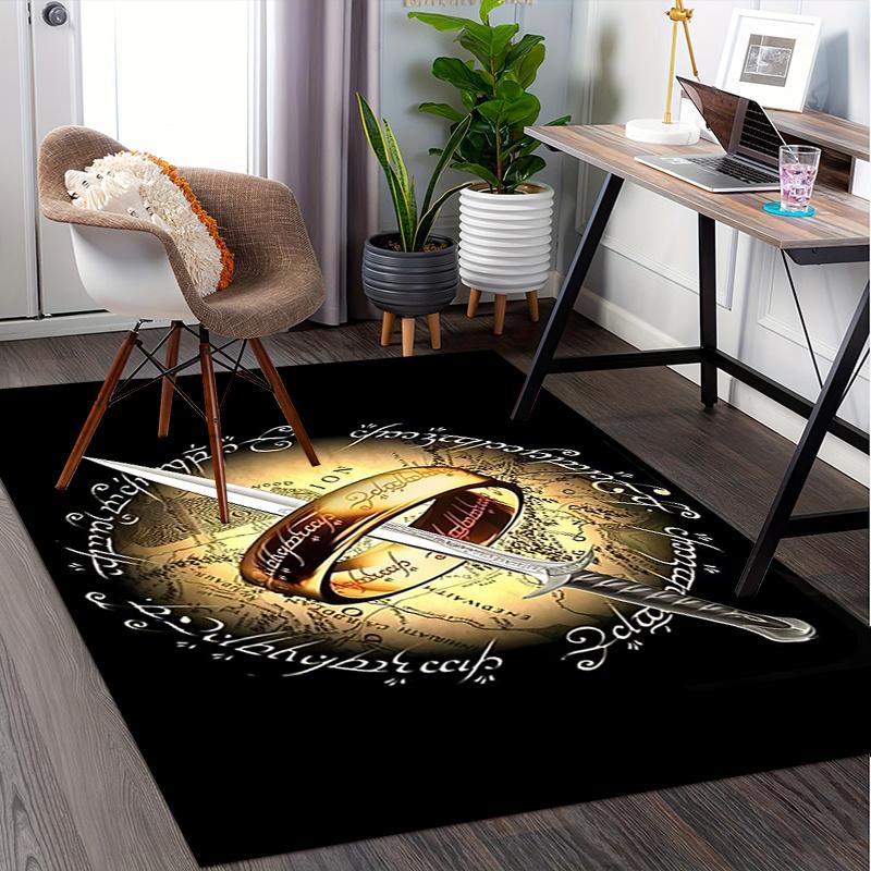 Ring of Power,Sword of Destiny Polyester Office Carpet Chair Mats, Home Decor Dormitory Floor Protector with Anti-Skid Backing, Large Area C