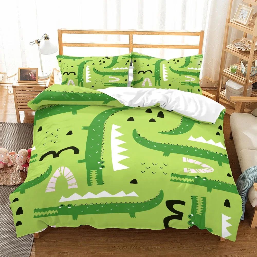Crocodile Soft Duvet Cover Sets 2 Person Print Turtles,Dolphins King-Sized Dimensionsd Dimensions Beding Set 3d Bed Linens Bambo Fiber Ropa De Cama