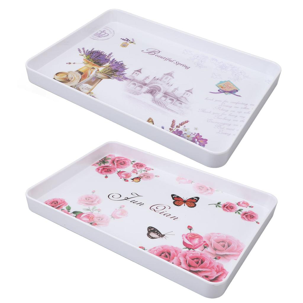 Plastic Serving Tray Rectangular 15.4x10.6in Reusable Food Platter for Snack Fruit Cookies Desserts 