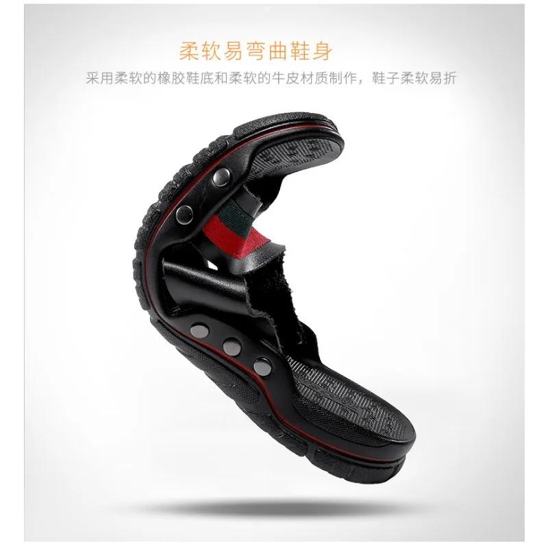 Fashion Brand Men's Slippers Fashion Leather Sandals Cross Strap Beach Water Shoes Men High Quality Slippers Summer Comfortable 38-47