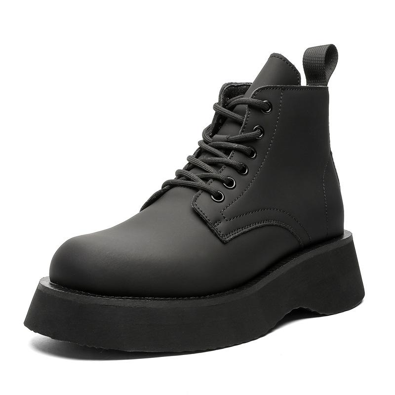 

Мужские ботинки Мартин 2024 новые черные туфли дерби на платформе ботинки с высоким верхом и большим носком кожаные ботинки в стиле милитари 22510-J 38 чёрный