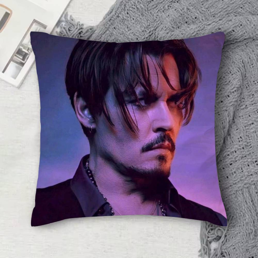 JJohnny Depp Doublesided Printed Square Decorative Cushion Cover for Sofa Living Room Home Decor