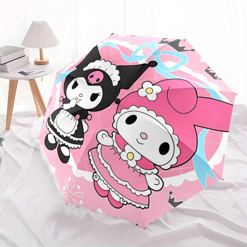 1pc Happy Kuromi & My Melody Cartoon Umbrella, Portable 3-Fold Compact Umbrella, Suitable for Camping, Hiking and Travel, Ideal Easter Birthday Gift F