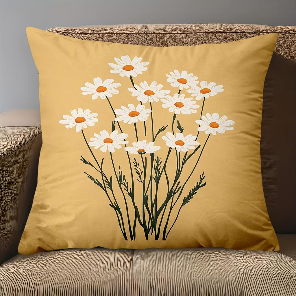 1 Pieces Boho Daisy Floral Throw Pillow Covers Pattern Cushion Cover Suitable For Sofa Bedroom Car Pillow Cover
