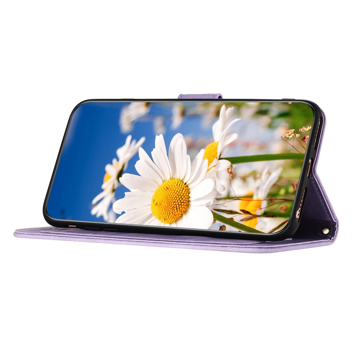 

For Motorola Moto G15 4G Case PU Leather Floral Phone Cover with Card Slots Green