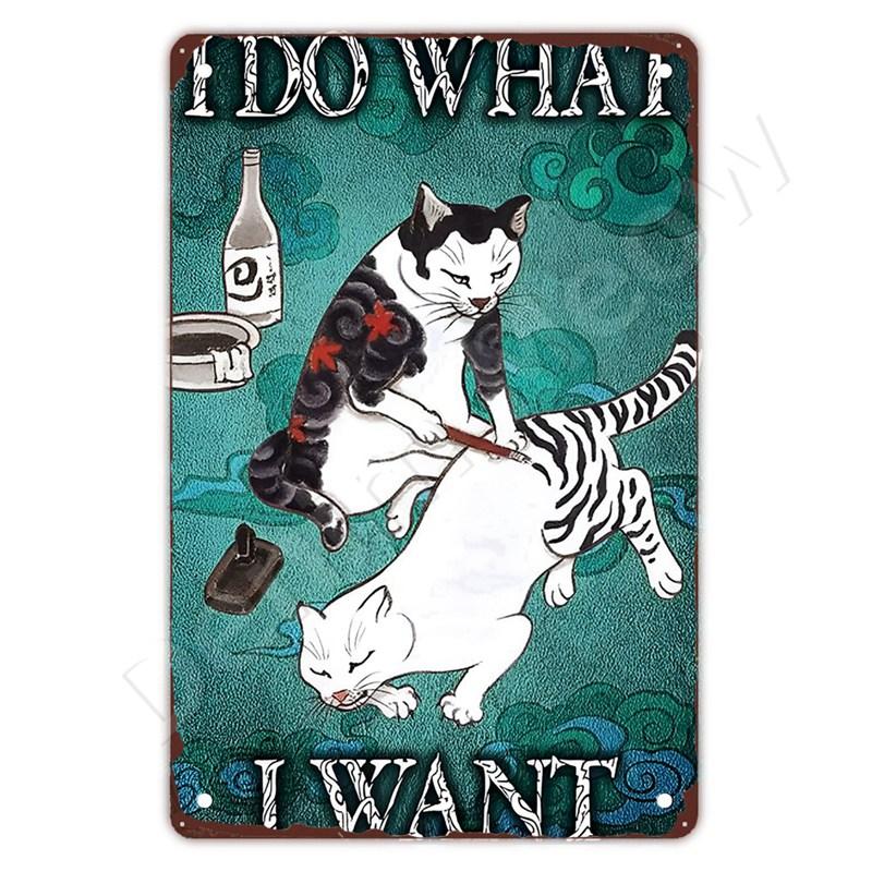 Funny Bathroom Quote Metal Tin Sign, Black Cat, Wash Your Paws, Poster for Home, Bathroom, Cafe, Wall Decor, Gift for Women