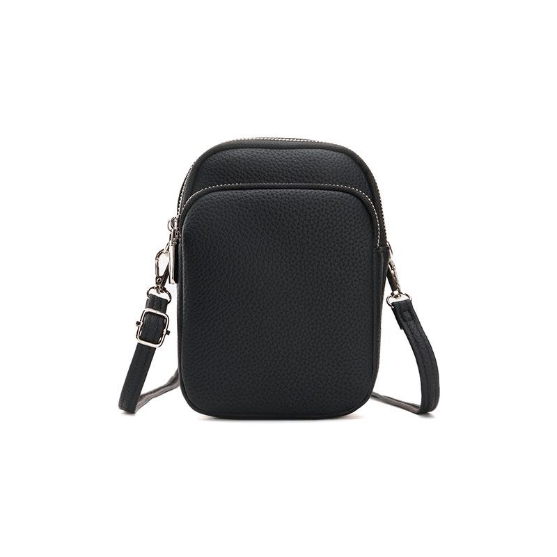 

Высококлассная сумка для мобильного телефона, сумка через плечо с двойной молнией, маленькая круглая сумка чёрный