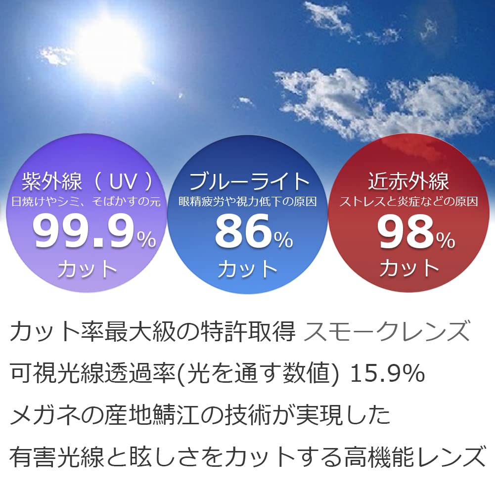 EIGHT TOKYO Sunglasses for Men and Blue Light for and Features UV and by a Sabae Matte Women, Blocking, Sports, Driving, Fishing, Baseball, Golf,