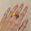 Vintage Colorful Enamel Parrot Ring Exaggerated Design Adjustable Ring For Women