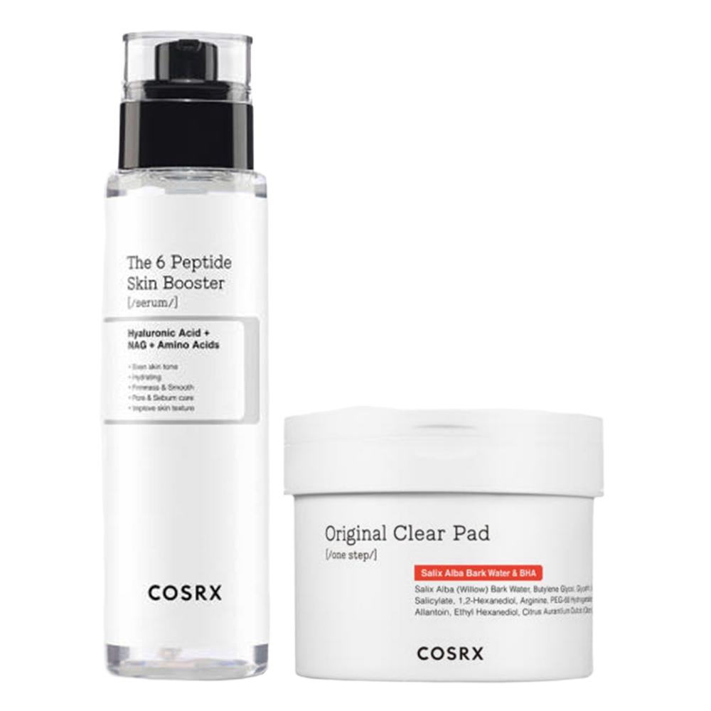 COSRX One Step Pad Exfoliating Care Booster Set (Toner Pads 140ml 70 Sheets + Peptide Serum 150ml)
