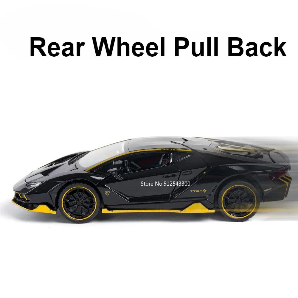 1:24 GTR IE EVO 720S Huayra Veneno Sian LP770 Car Model Toy Metal Diecast Music Light Doors Opened Simulation Vehicles for Boys