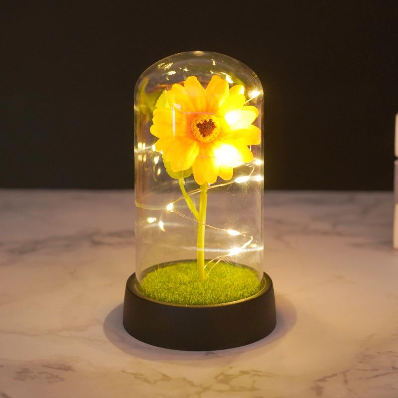Sunflower Night Light: Dried Flower Simulation Ornament for Christmas & Valentine's Day Gift Decor.