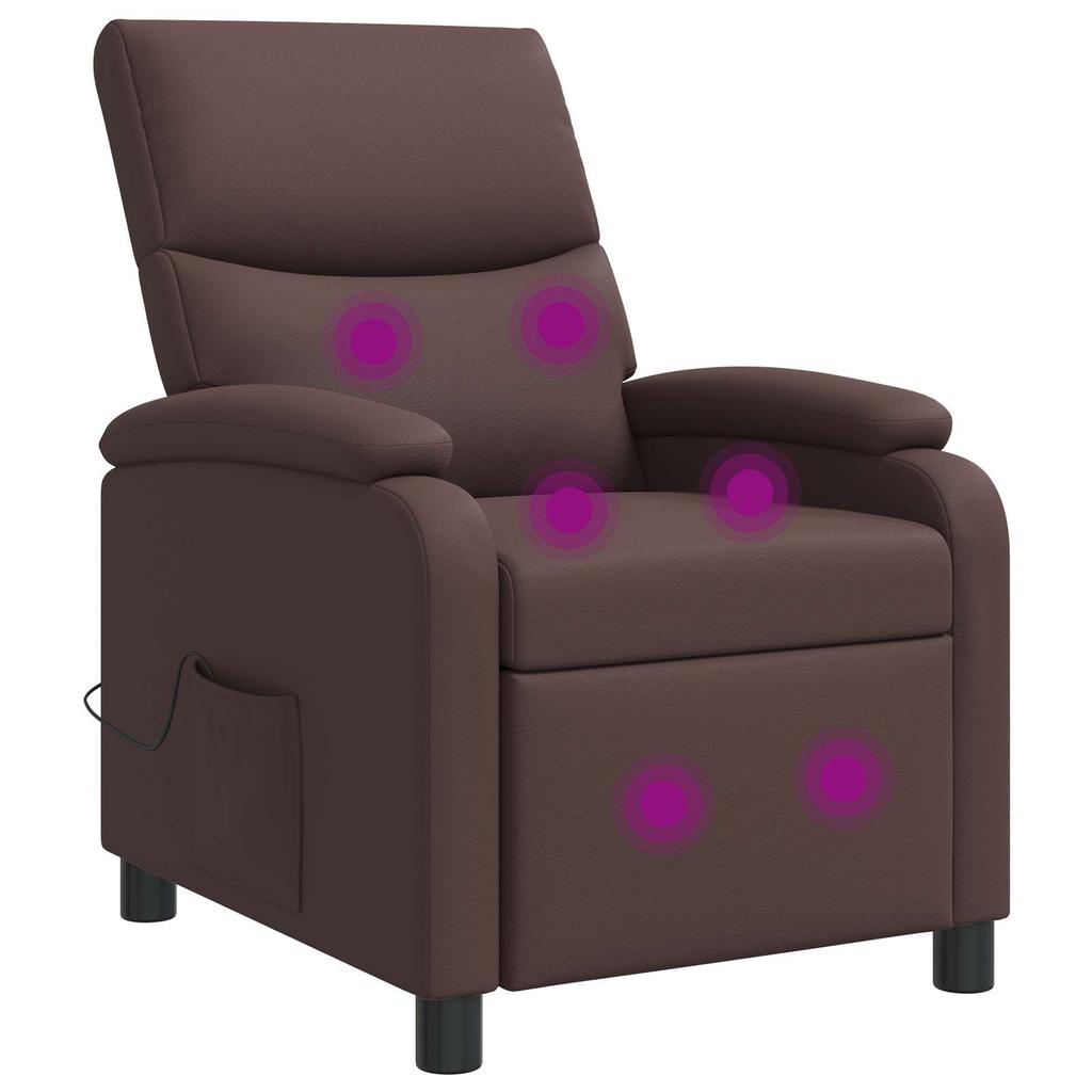 Massage Recliner Brown Faux Leather