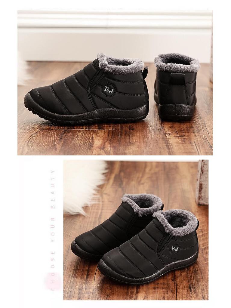 Unisex Winter Thickened Velvet-Lined Cotton Snow Boots – Low-Top, Warm, Large Size