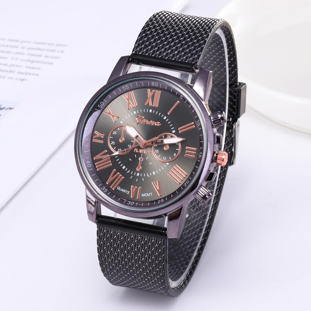 Mesh Strap Unisex Quartz Watch Large Dial Roman Numerals Decorate Wristwatches Multiple Colors Relogio Feminino Reloj Mujer