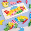 Velký kreslený zvířecí 3D dřevěný puzzle pro děti Montessori sestavit Vzdělávací puzzle hračka Dárek pro miminko