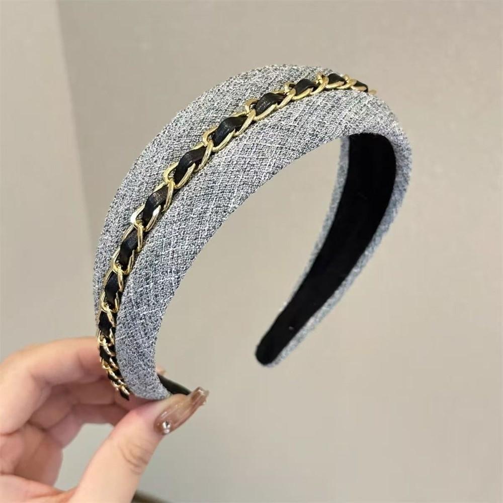 Wide-Brimmed Headbands for Women Non Slip Hair Band Cute Chain Hairbands for Skin Treatment
