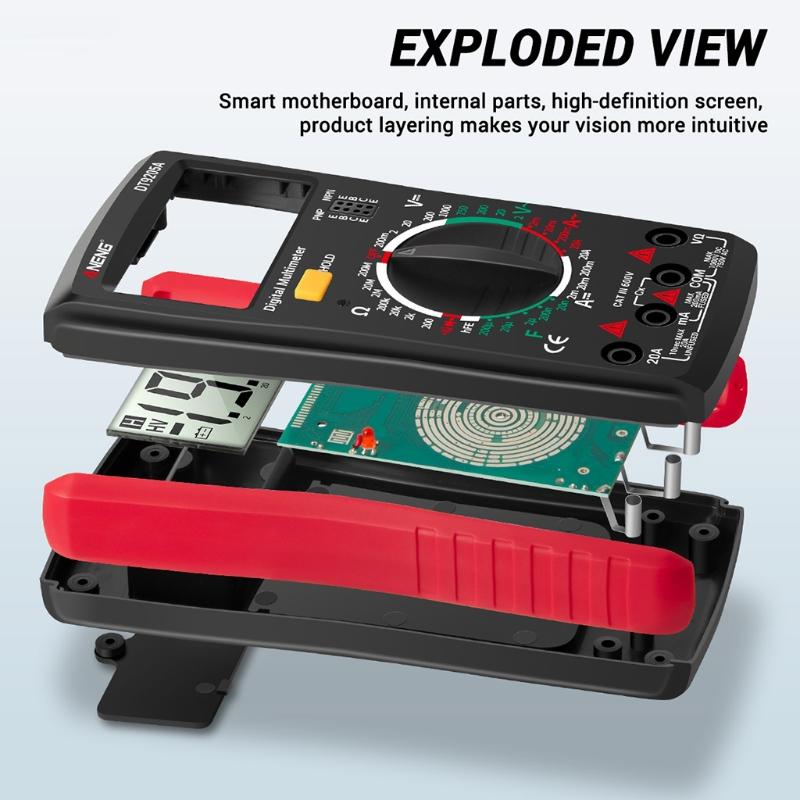 Practical Digital Multimeter 2000 Counts Transistor Diode Meter Tester AC/for DC hFE Capacity Diode Tester Electrical To