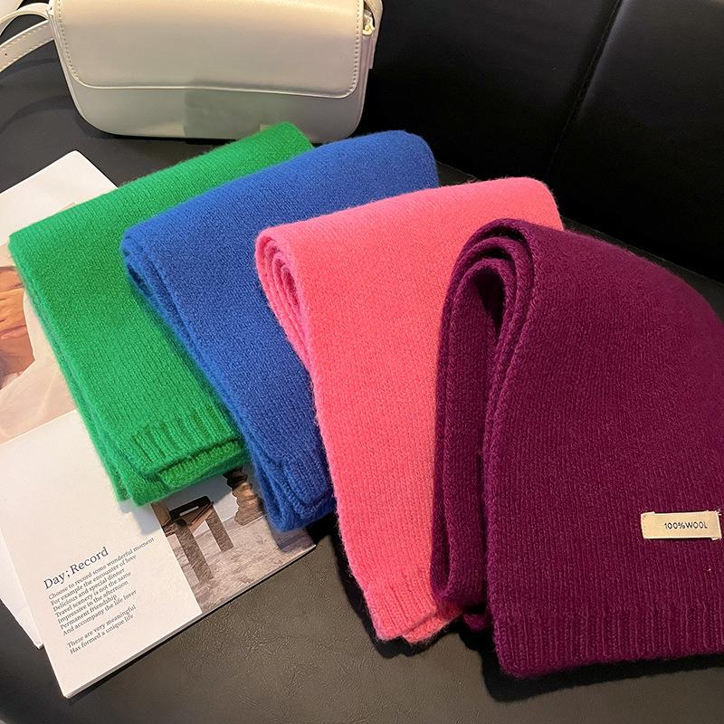 Winter Women Scarf Warm 100% Wool Knitted Shawls Casual Brand Neckerchief Cashmere Shawl Wrap Fashion Red Students Scarves