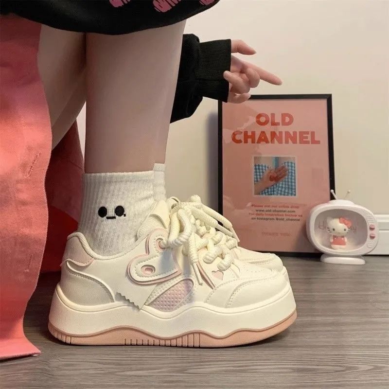 Campus wind velvet love little white shoes women's winter thickened warm two cotton shoes student versatile sports board shoes