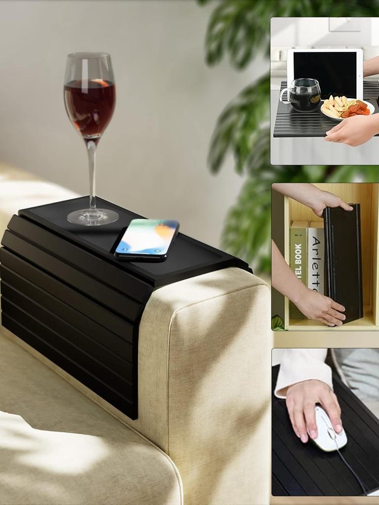 Drewniana Taca na Ramię Sofy Taca na Sofę w Składanej Konstrukcji Solidna i Wytrzymała Taca na Sofę Wygodna Taca na Sofę do Przechowywania Taca na Sofę Dom